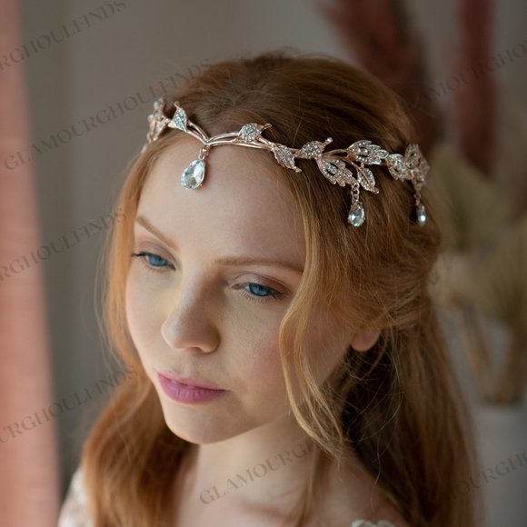 Fairy Crown, Elven Headband, Renaissance Faire Hair accessory, forehead tiara - Picture 6 of 13